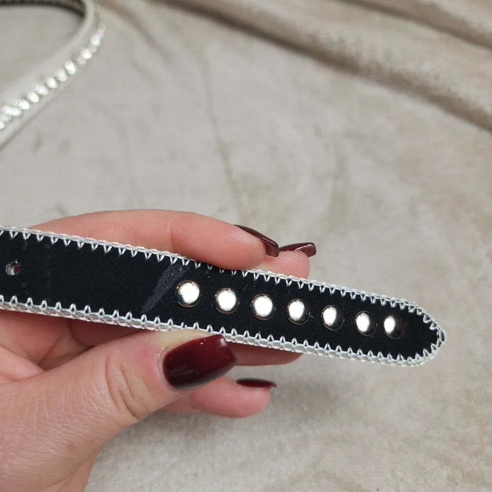 Off White Rhinestone Bling Belt 42